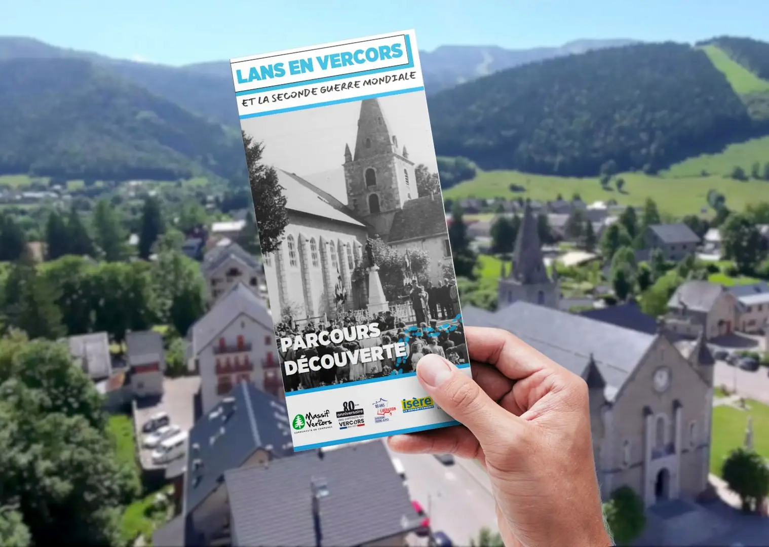 Couverture dépliant parcours découverte commémorations 80 ans Lans-en-Vercors